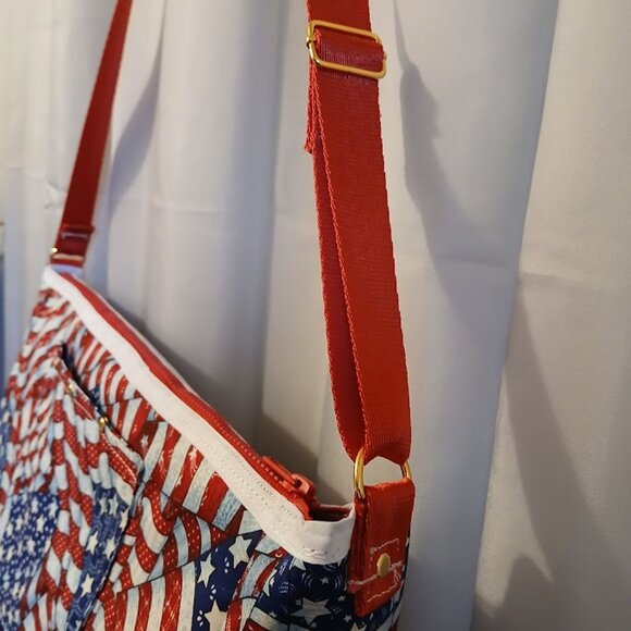 New Patriotic Stars & Stripes USA Sling Crossbody Purse Shoulder Bag Large 18x9x - Picture 7 of 14